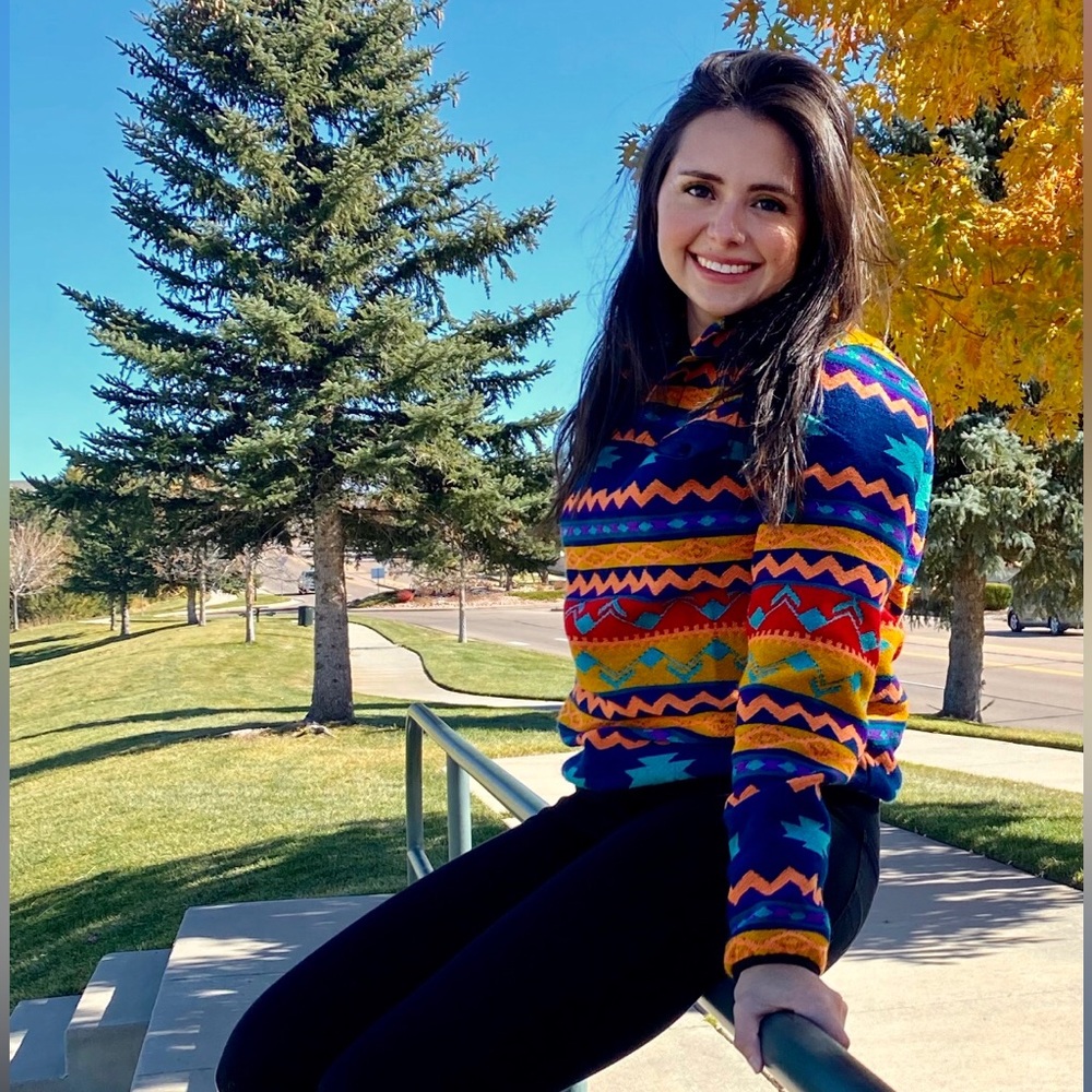 Aztec print pullover sweater - M